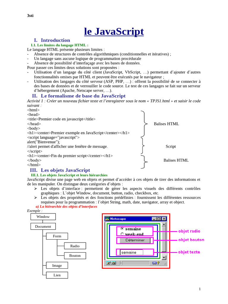 CHAPITRE II Le JavaScript Et Annexe | PDF
