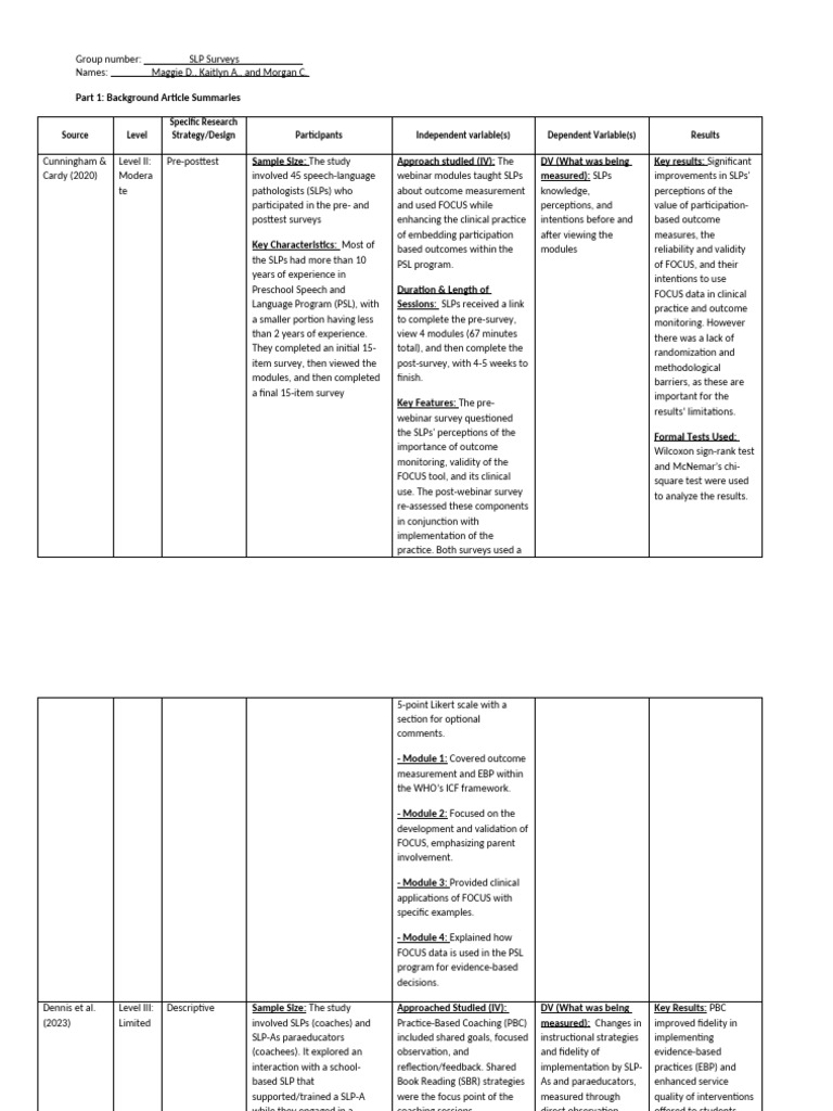 Project Summary Table | PDF