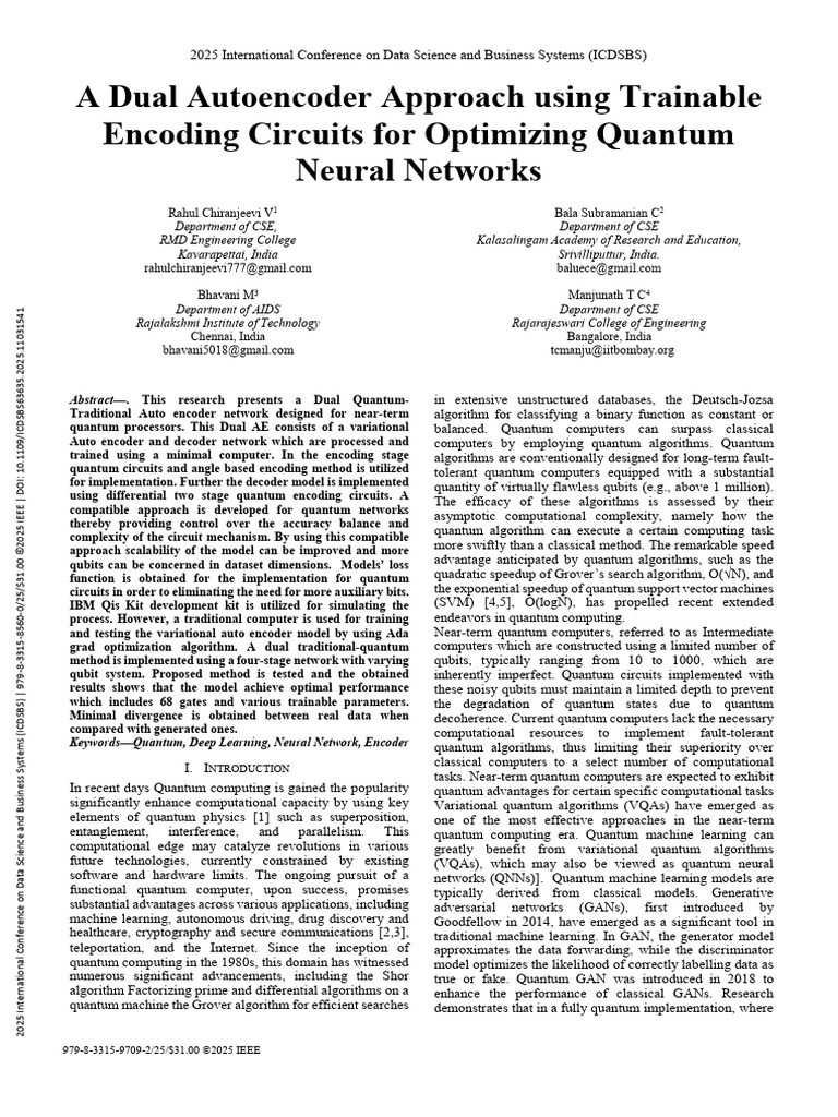 A Dual Autoencoder Approach Using Trainable Encoding Circuits For ...