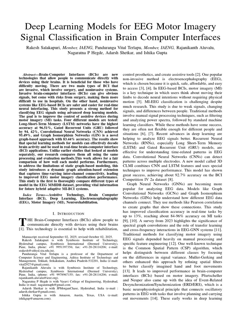 2025 Conference Deep Learning Models For EEG Motor Imagery Signal ...