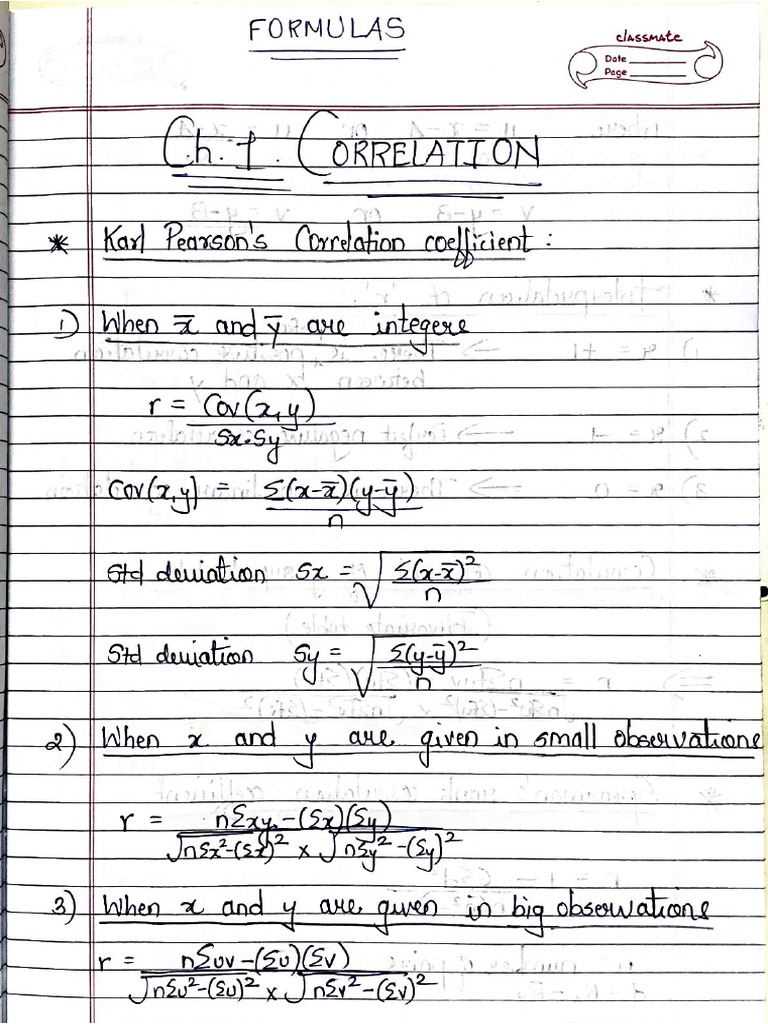 Sem-2 MDC - Statistics Formulas | PDF