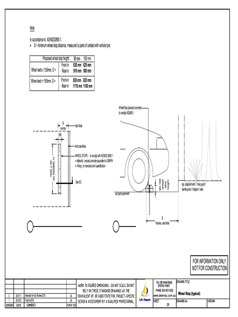 Standard Drawing LSD CPR 01 Landscape Standard Details Wheel Stop 01 ...