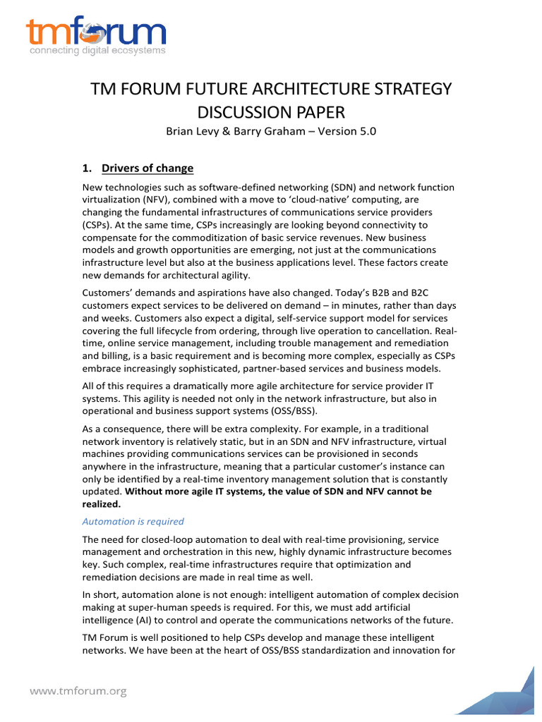 TM FORUM Open Digital Architecture FINAL | PDF | Machine Learning ...