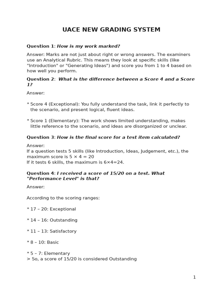 Uace New Grading System by TR Herman | PDF