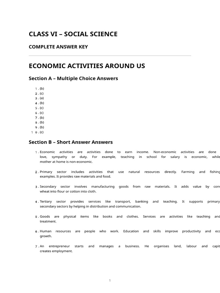 Class 6 Social Science Answer Key | PDF