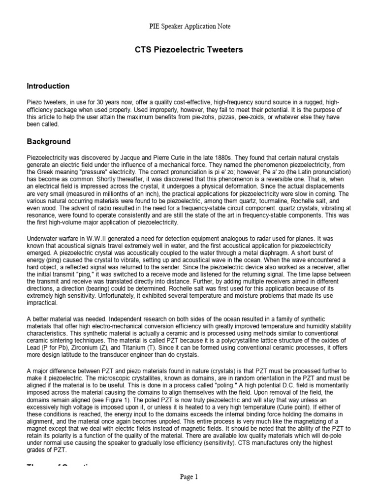 PIE Speaker Application Note | PDF