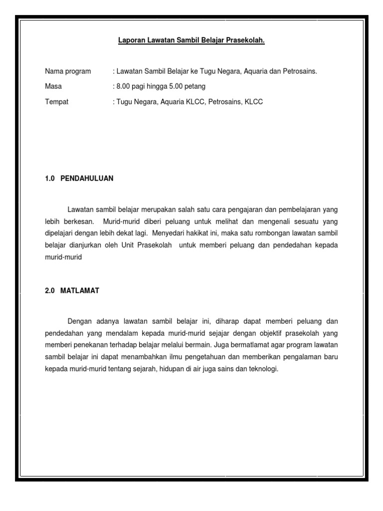 laporan lawatan sambil belajar