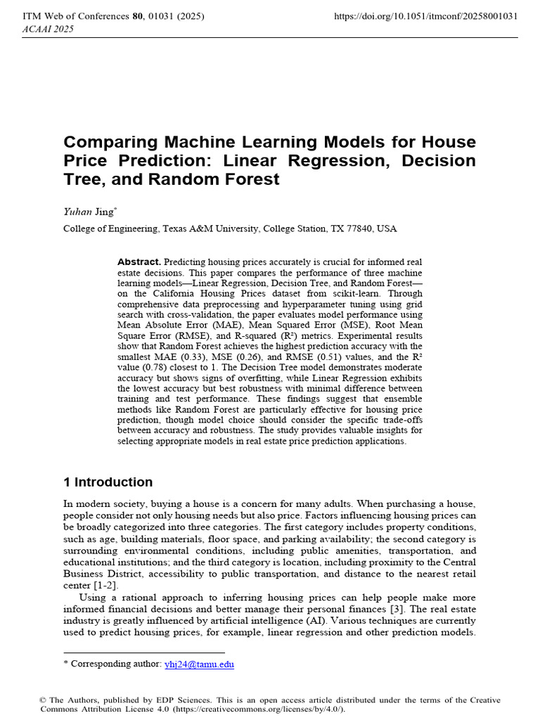 Comparing Machine Learning Models For House Price | PDF