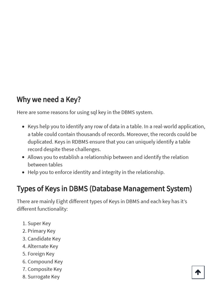 DBMS Keys | PDF