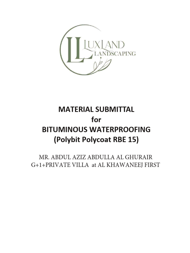 Material Submittal For Bituminous Waterproofing | PDF