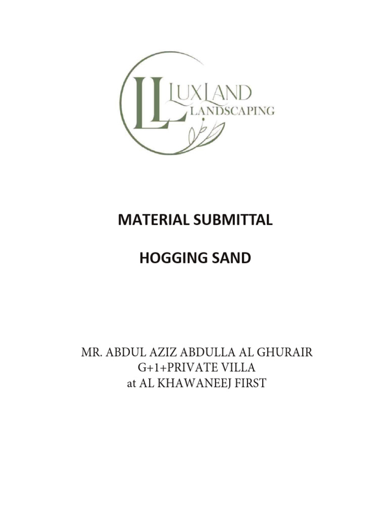 Material Submittal For Hogging Sand | PDF