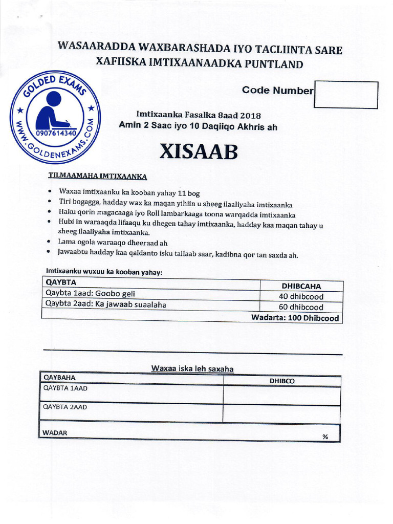 Xisaab STD 2027 | PDF