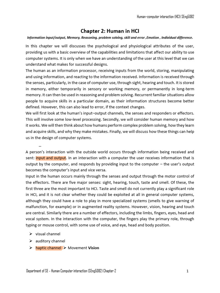 HCI Chapter 2 SE | PDF
