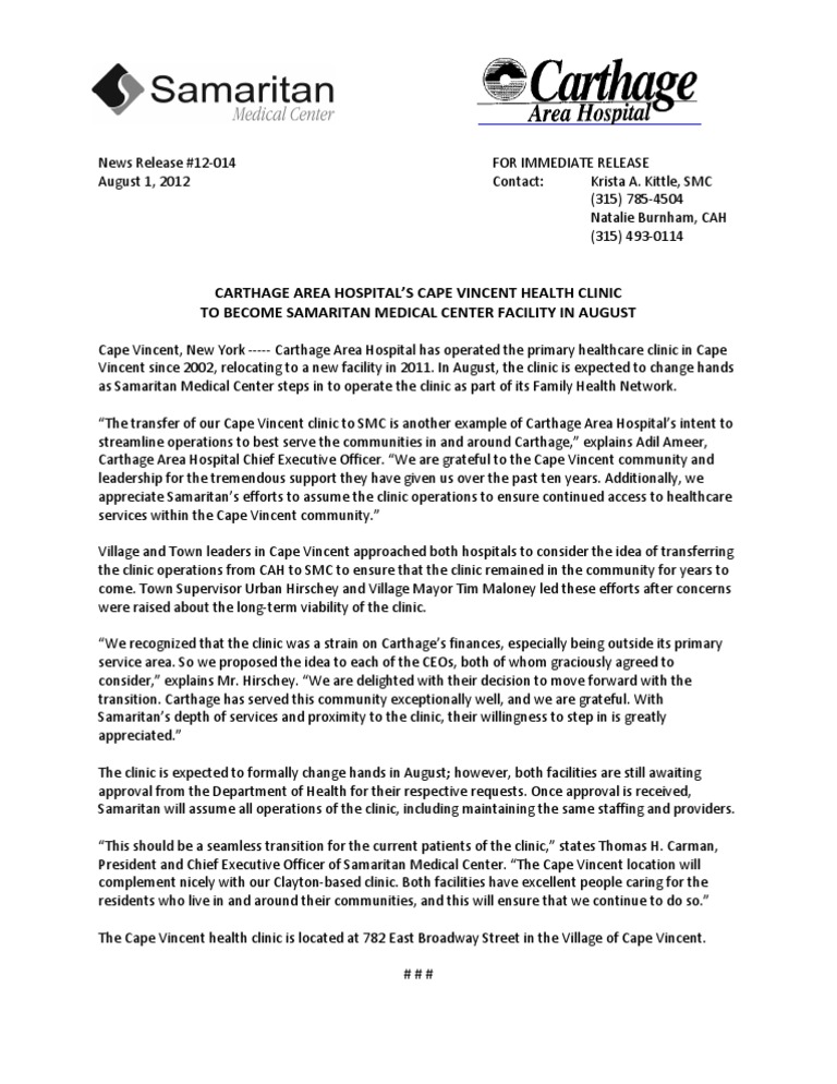 Cape Vincent Clinic PDF Clinic Hospital