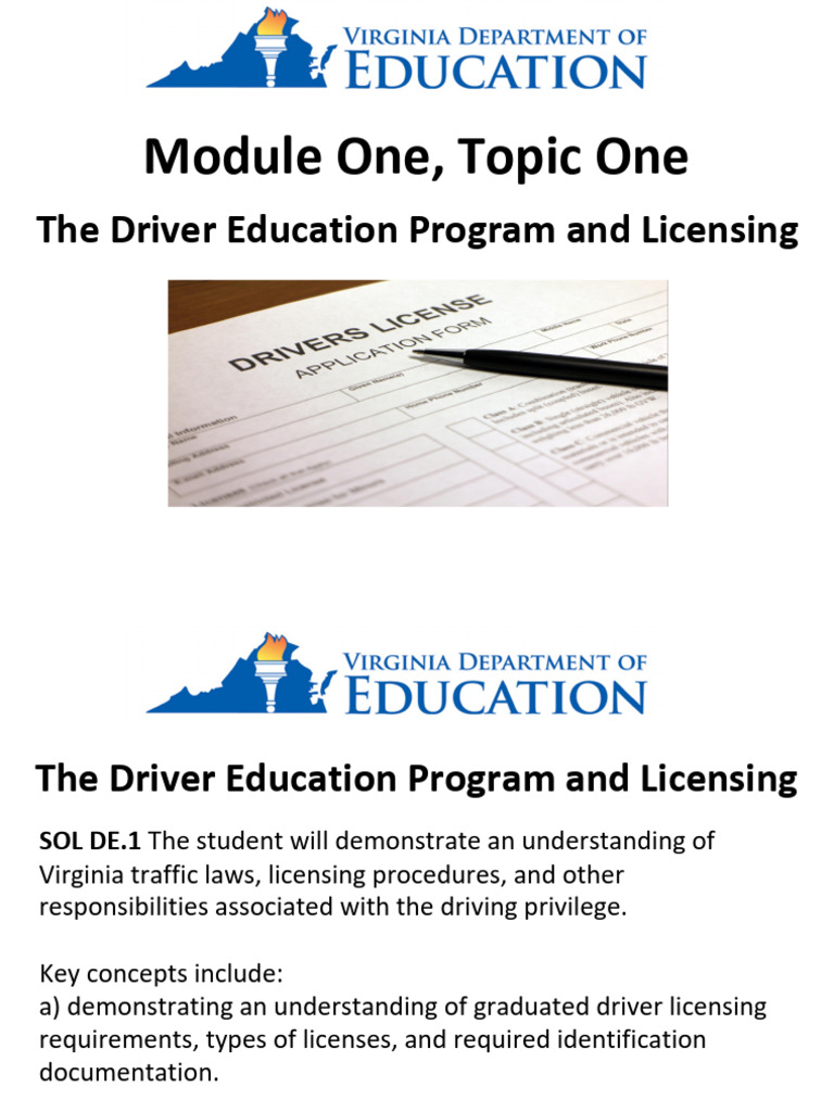 Module 1 - Drivers Ed (Virginia) | PDF