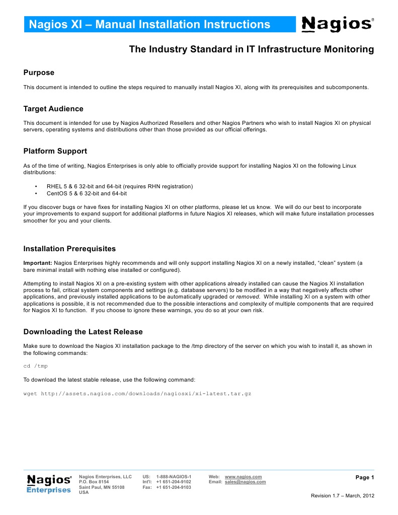 Nagios XI Manual Installation Guide | PDF