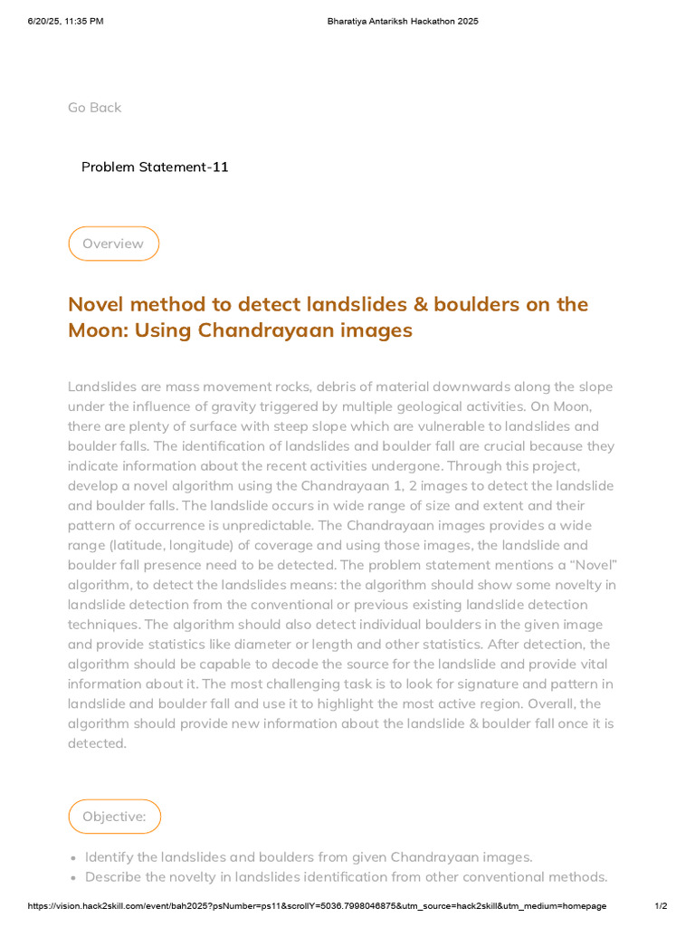 Bharatiya Antariksh Hackathon 2025 | PDF