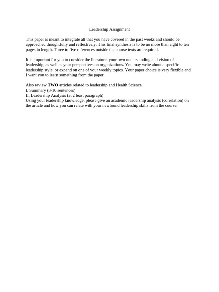 Leadership Assignment | PDF