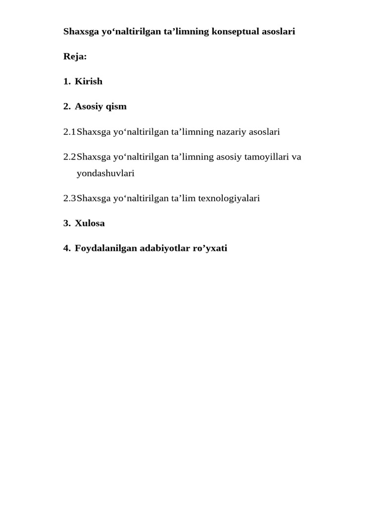Shaxsga Yo Naltirilgan Ta Limning Konseptual Asoslari | PDF