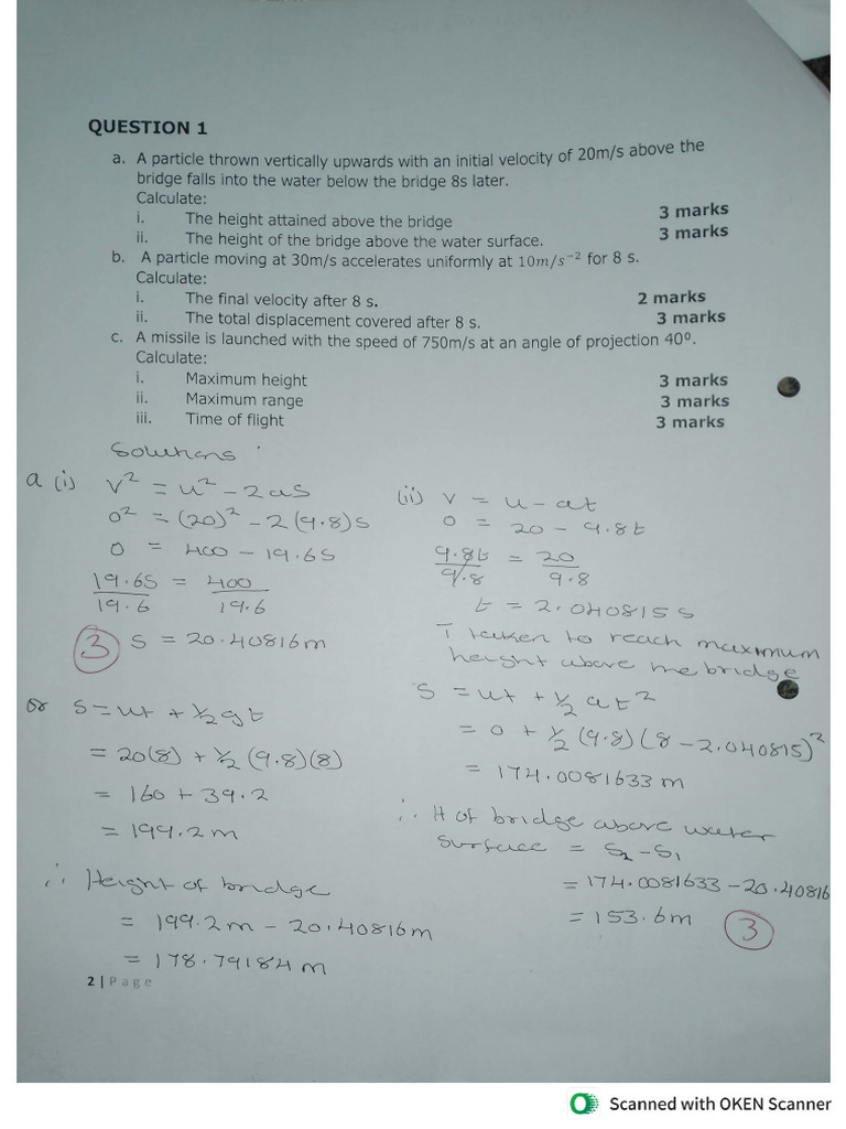 Engineering Science Marking Key 2 | PDF
