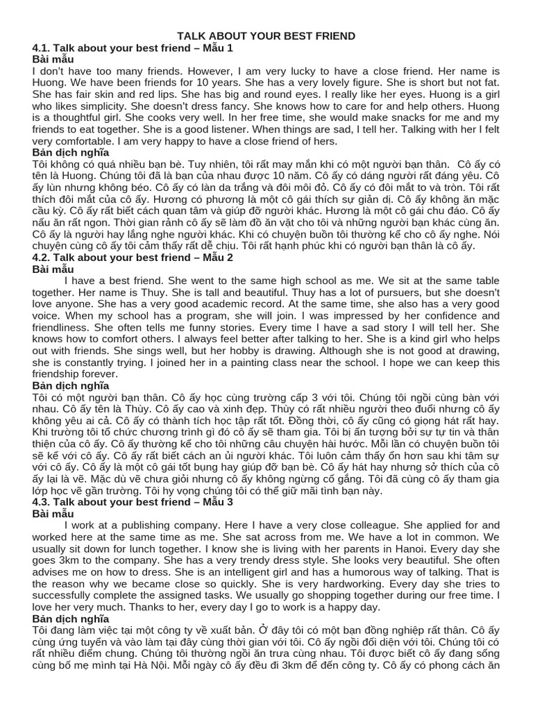 Unit 2-Talk About Your Best Friend | PDF