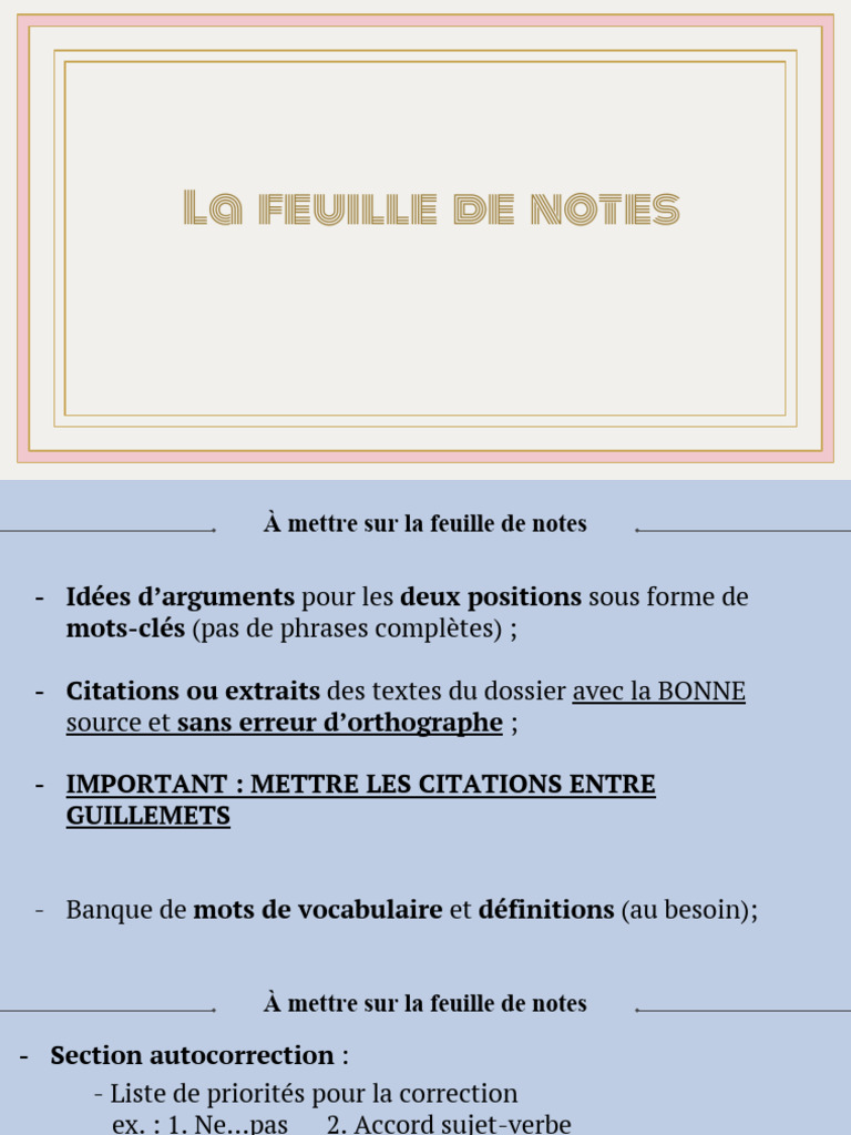 Quoi Mettre Sur La Feuille de Notes | PDF