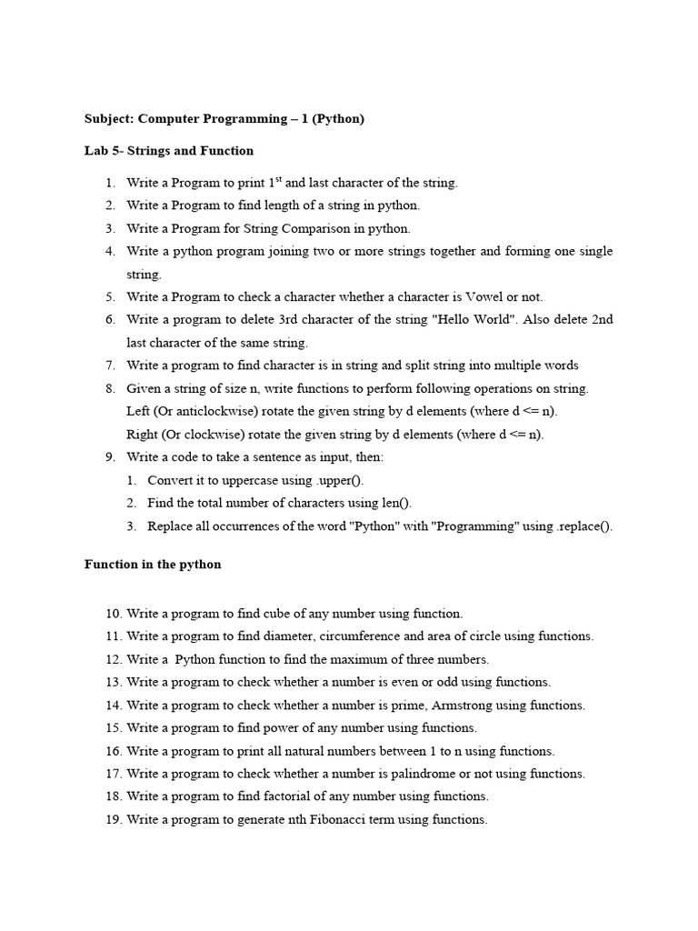 Lab - 5 String and Function | PDF