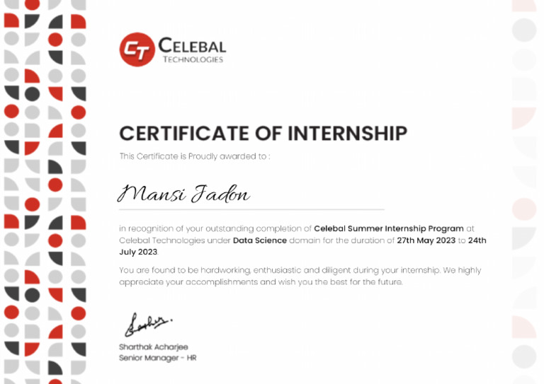 Internship Certificate | PDF