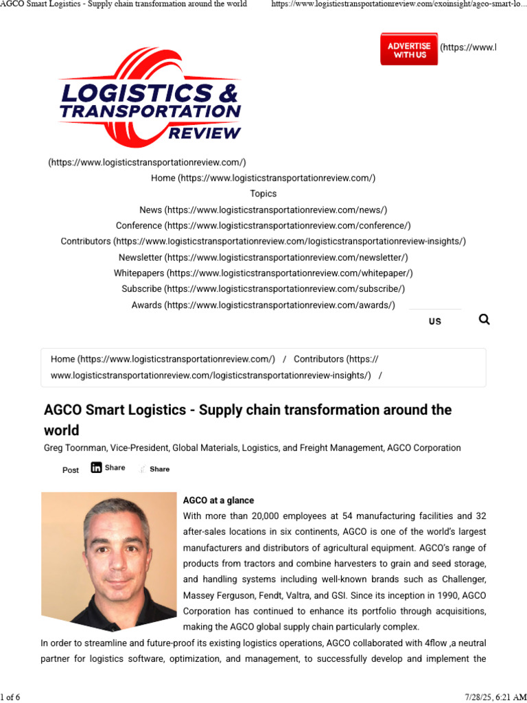 AGCO Smart Logistics - Supply Chain Transformation Around The World ...