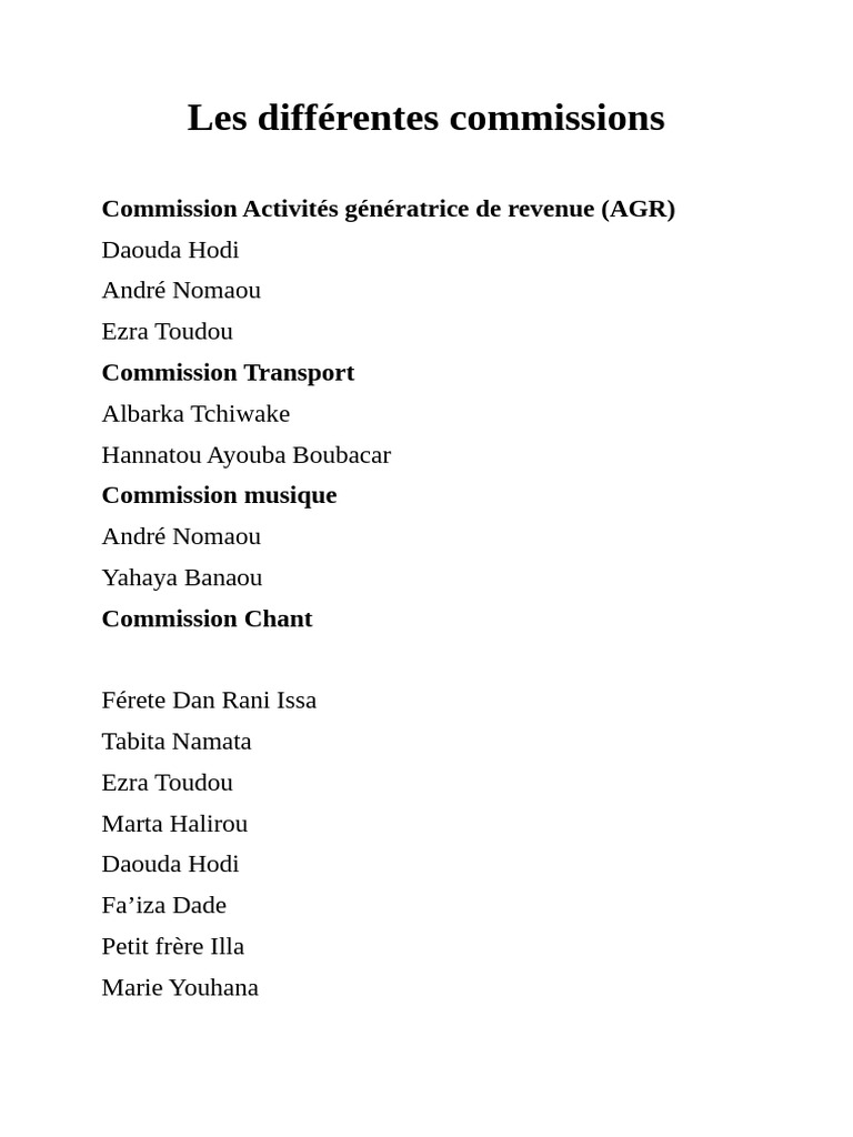 Les Differentes Commissions | PDF
