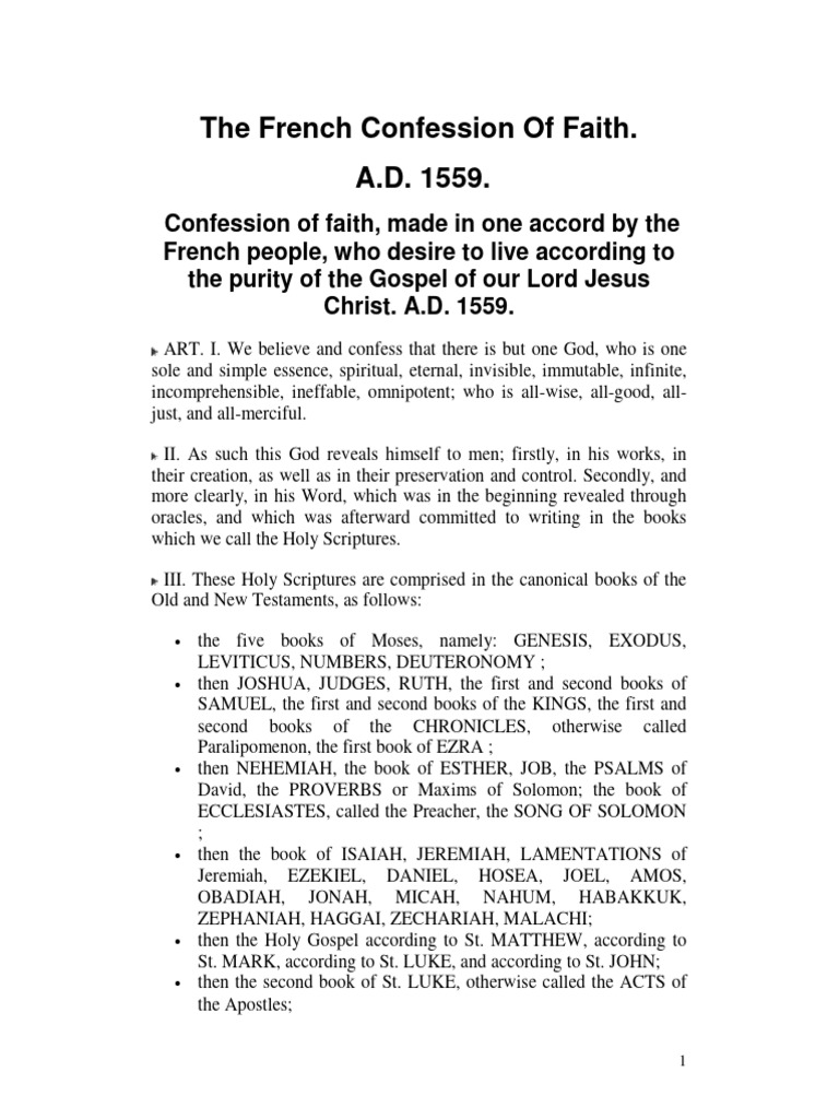 French Gallican Confession 1559 | PDF | Baptism | Sacraments