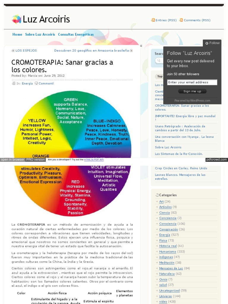 Cromoterapia: Sanación a través del color | PDF | Salud y bienestar ...