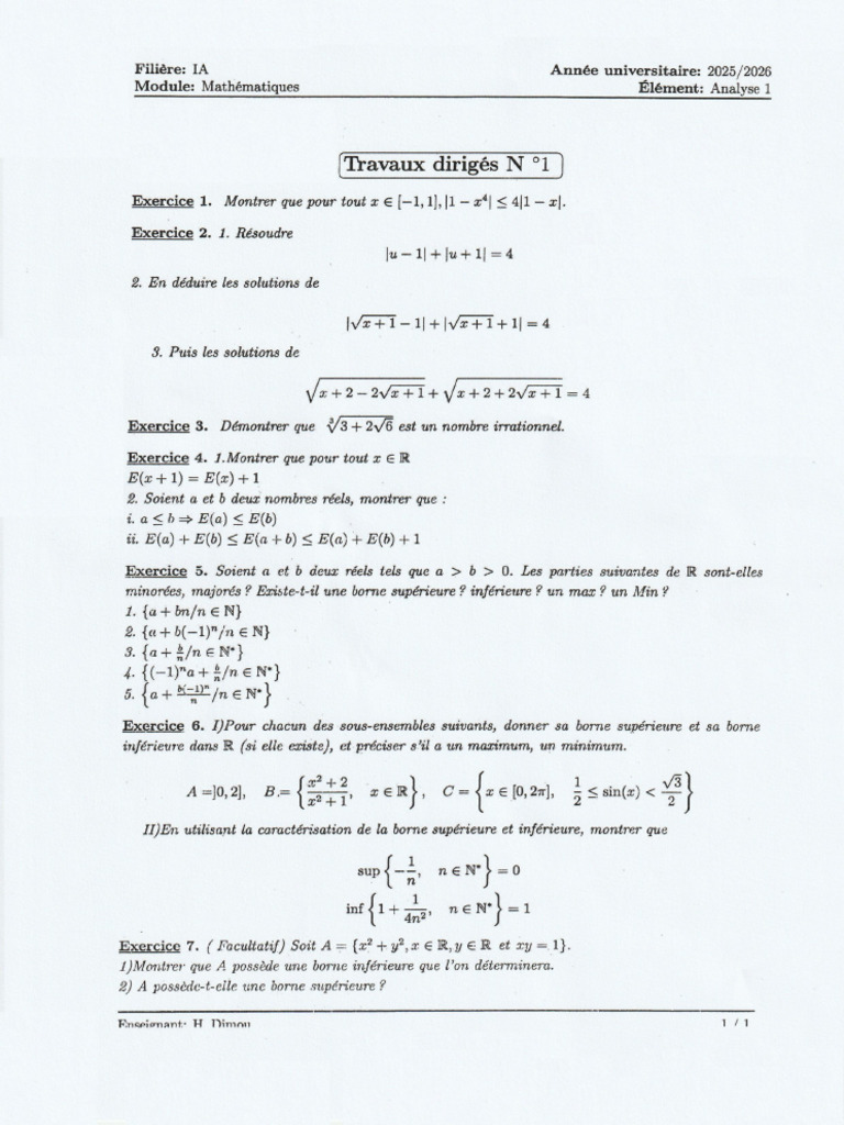 Analyse TD1 | PDF
