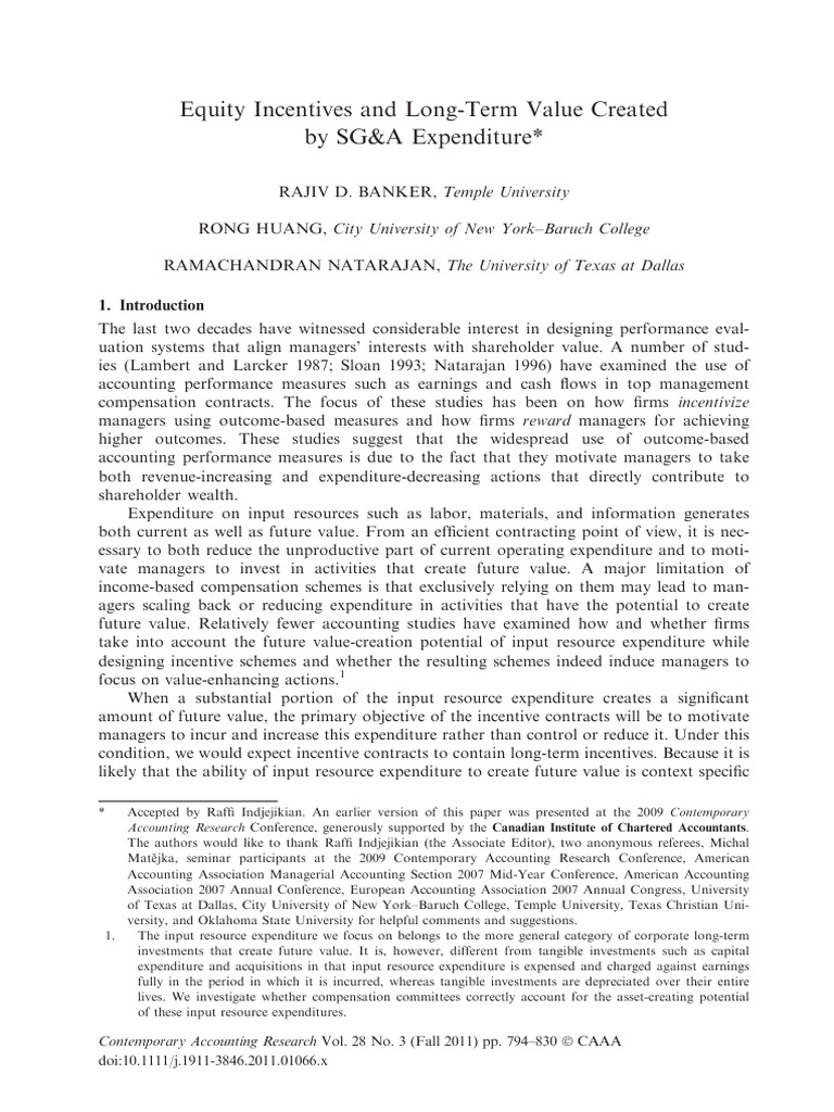 Equity Incentives and Long-Term Value Created | PDF