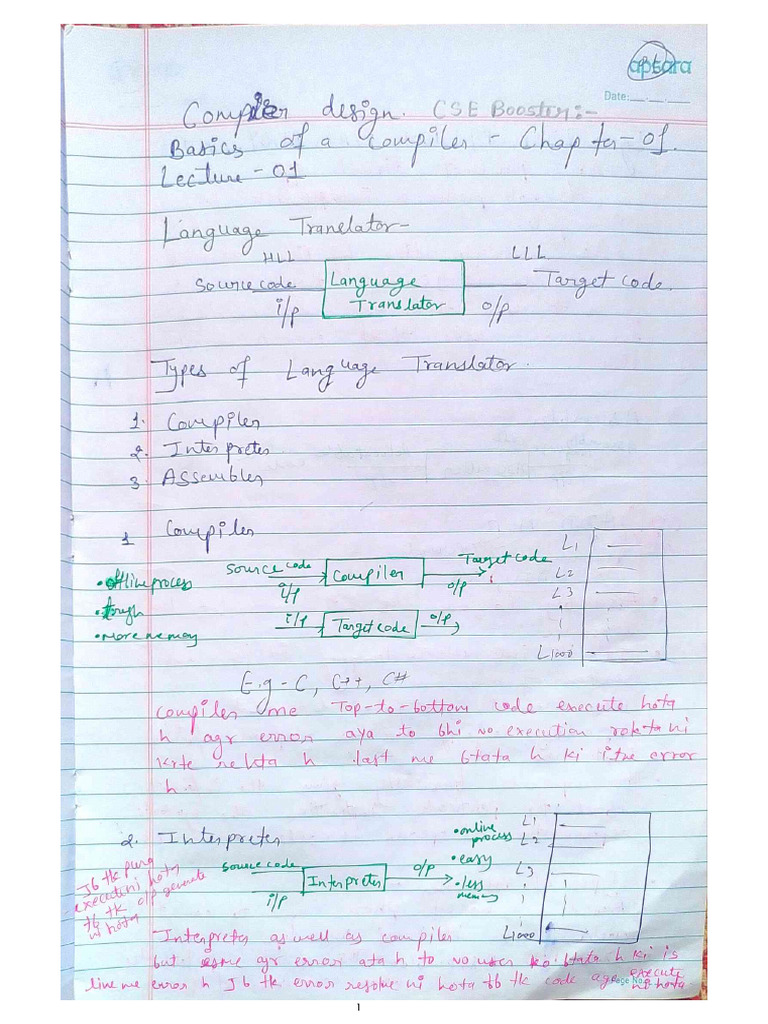 CD Chapter-01 Basic Compiler Design | PDF