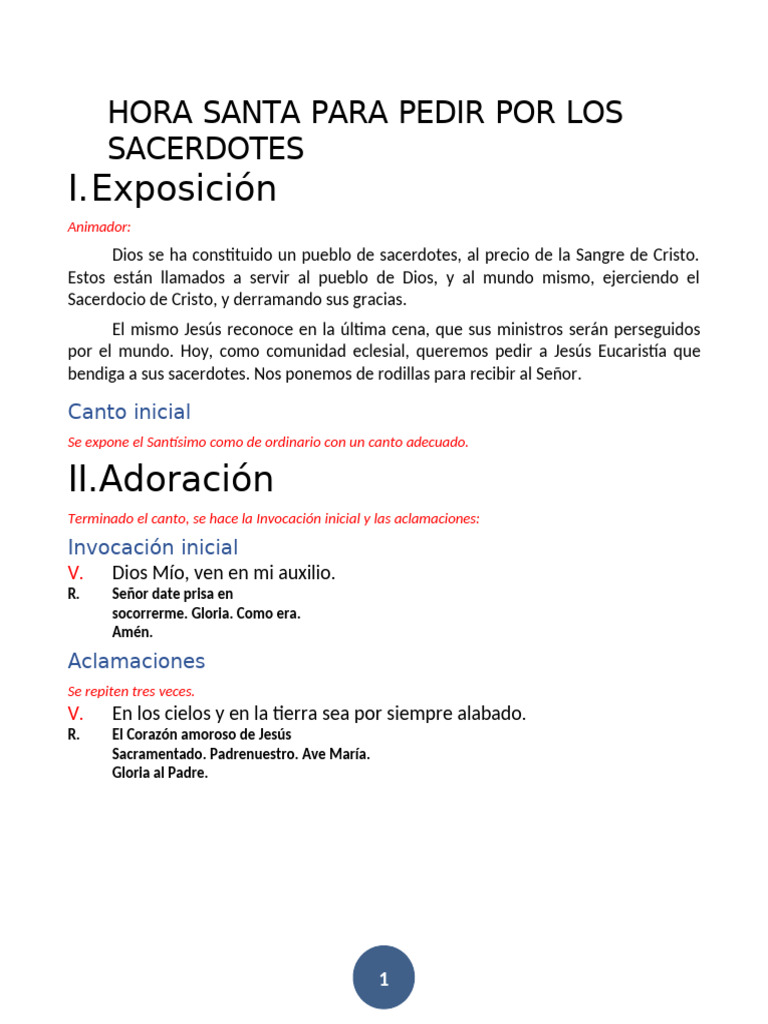 Hora Santa para Pedir Por Los Sacerdotes | PDF
