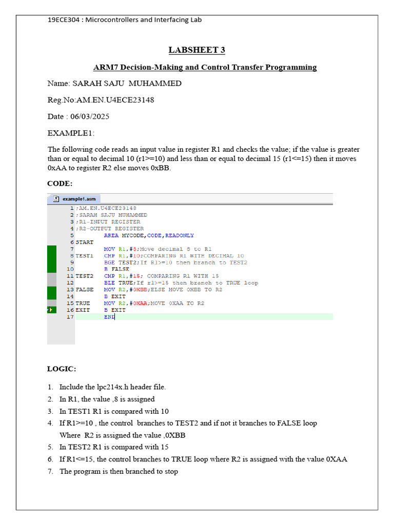 Sarah Labsheet3 Microcontroller | PDF | Microcontroller | Computer ...