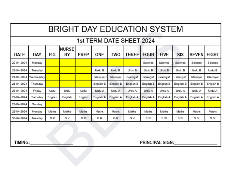 Date Sheet | PDF