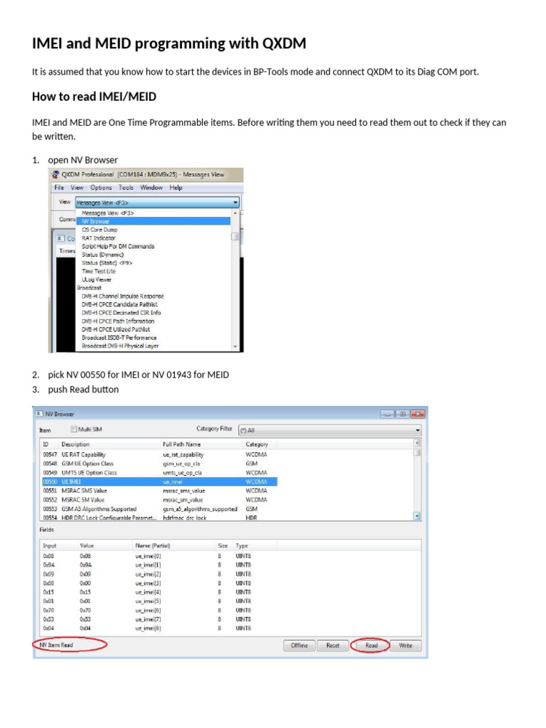 Imei Meid Programming QXDM | PDF