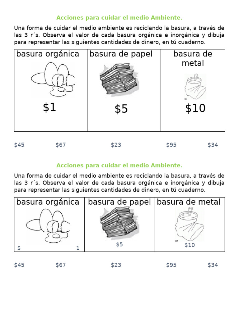 Acciones para Cuidar El Medio Ambiente | PDF | Residuos | Determinantes ...