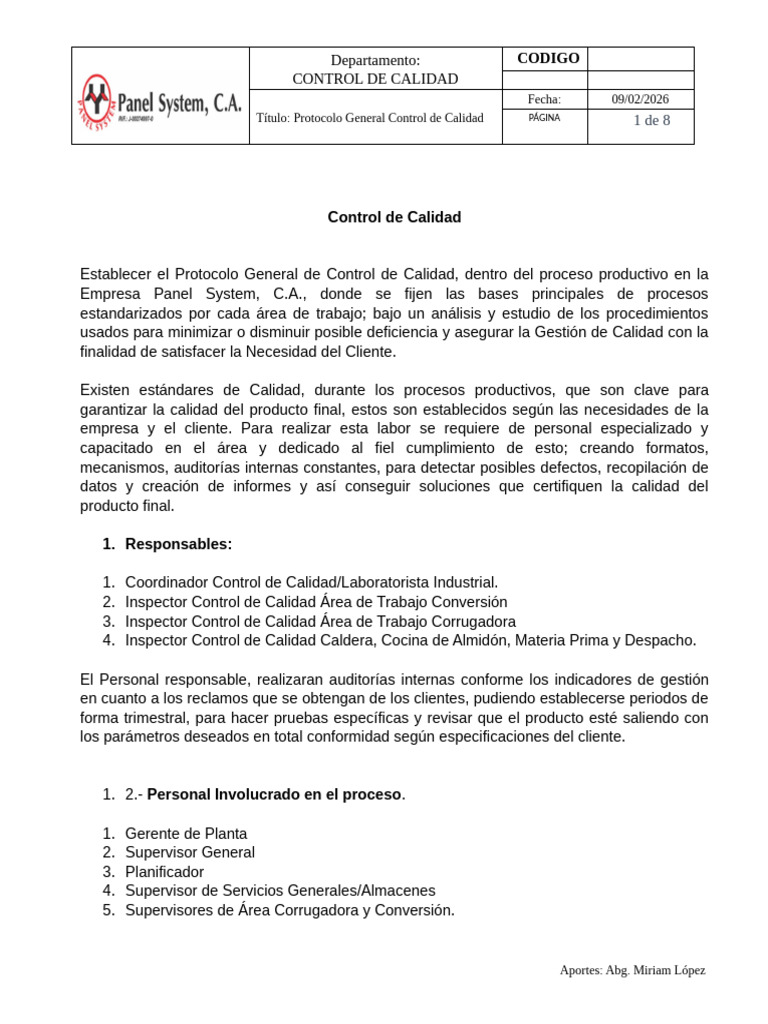 Control de Calidad Formato | PDF