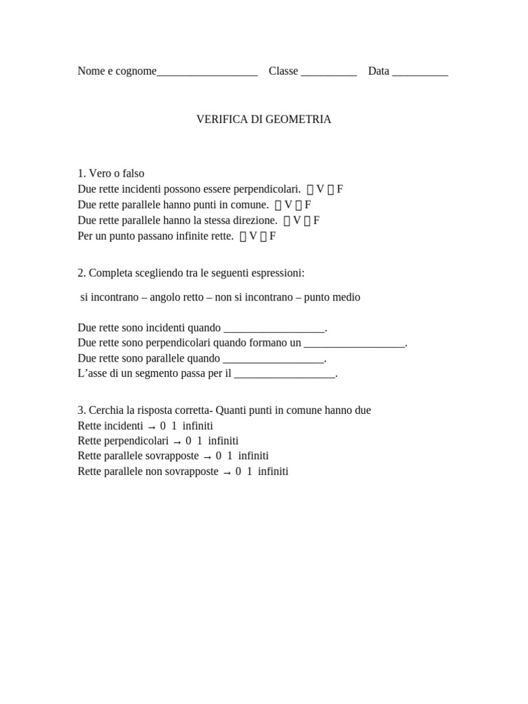 Verifica Rette | PDF