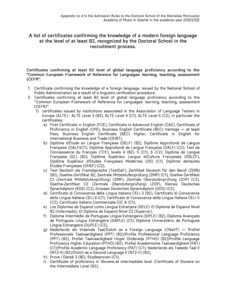 Language Certificate | PDF