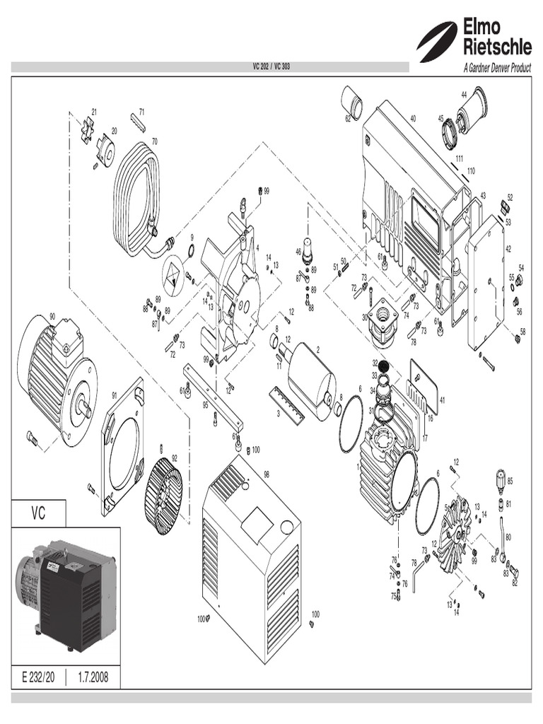 Elmo Rietschle VC 202-303 Pump Exploded View + Parts List | PDF