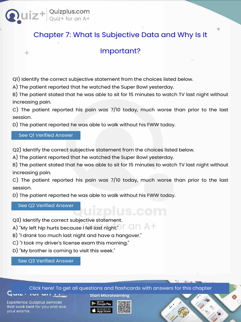 Identify The Correct Subjective Statement From The Choices Listed Below ...