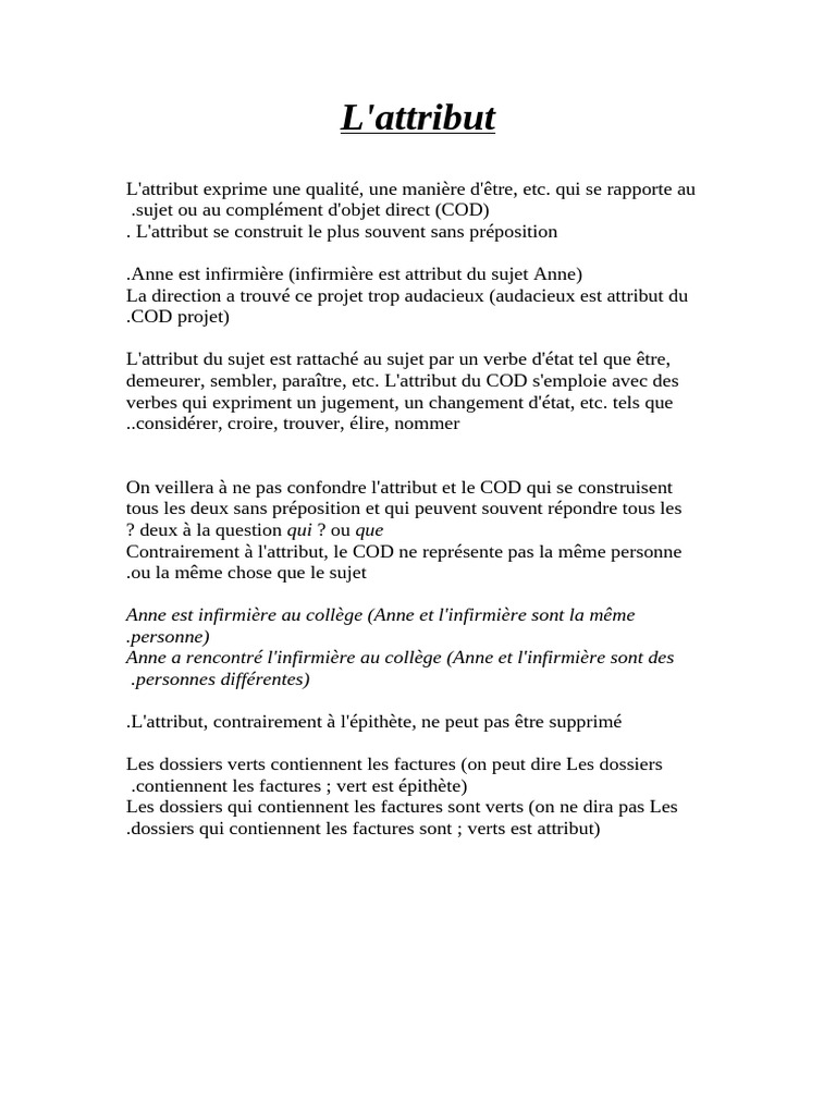 Attributs | PDF