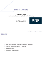 Limits & Continuity: Raymond Lapus Mathematics Department, de La Salle University