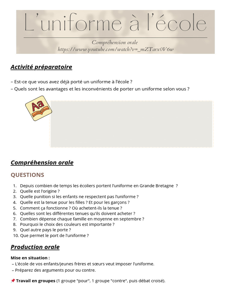 L'Uniforme À L'école | PDF