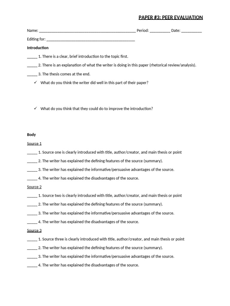 Paper 3 Peer Evaluations-1 | PDF