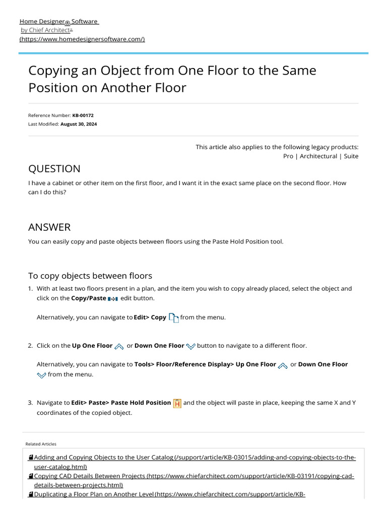 Copying An Object From One Floor To The Same Position On Another Floor ...
